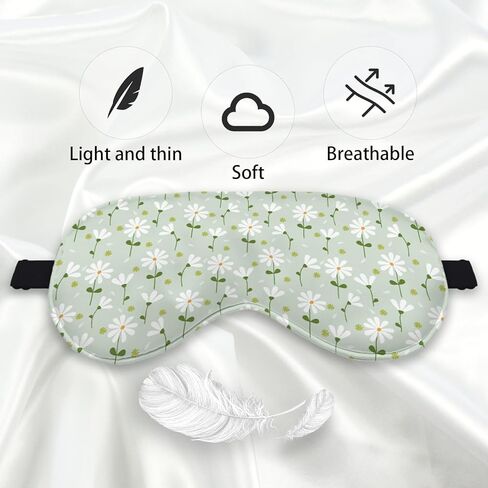 Green Boho Daisy Flower Eye Mask for Women Men Girls Kids, Spring Floral Daisy Lovers Silk Blackout Eye Mask for Sleeping, Adjustable Straps Soft Lightweight Sleep Mask Blindfold Eye Cover in Kuwait