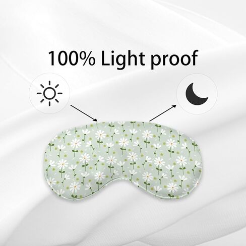 Green Boho Daisy Flower Eye Mask for Women Men Girls Kids, Spring Floral Daisy Lovers Silk Blackout Eye Mask for Sleeping, Adjustable Straps Soft Lightweight Sleep Mask Blindfold Eye Cover in Kuwait