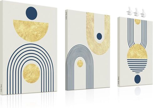 Boho Wall Art Set of 3 Mid Century Modern Wall Decor, Boho Art Wall Canvas, Bohemian Wall Decor, Boho Canvas Wall Art Bedroom, Minimalist Boho Art Wall Decor (3 Piece Wall Art 12"x16" Brown) in Saudi Arabia