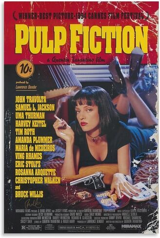 Pulp Fiction Movie Poster Wall Art Canvas Print Poster Home Bathroom Bedroom Office Living Room Decor Canvas Poster Unframed 12x18inch(30x45cm) in Saudi Arabia