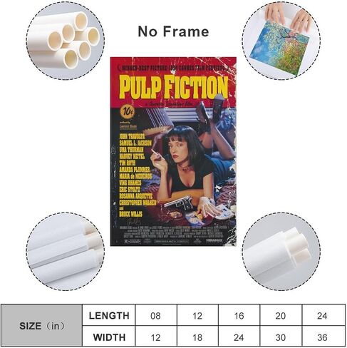 Pulp Fiction Movie Poster Wall Art Canvas Print Poster Home Bathroom Bedroom Office Living Room Decor Canvas Poster Unframed 12x18inch(30x45cm) in Saudi Arabia