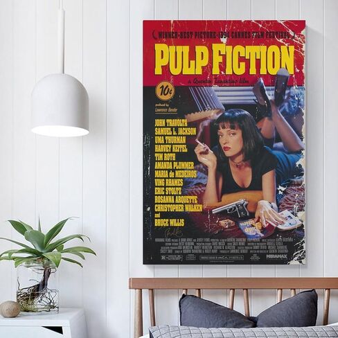Pulp Fiction Movie Poster Wall Art Canvas Print Poster Home Bathroom Bedroom Office Living Room Decor Canvas Poster Unframed 12x18inch(30x45cm) in Saudi Arabia