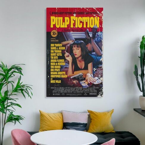 Pulp Fiction Movie Poster Wall Art Canvas Print Poster Home Bathroom Bedroom Office Living Room Decor Canvas Poster Unframed 12x18inch(30x45cm) in Saudi Arabia