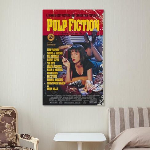 Pulp Fiction Movie Poster Wall Art Canvas Print Poster Home Bathroom Bedroom Office Living Room Decor Canvas Poster Unframed 12x18inch(30x45cm) in Saudi Arabia