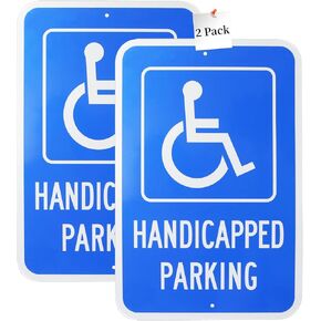 Handicap Parking Sign 2 Pack, Large 18"x12" Handicapped Sign for Parking Lot,Reserved Parking Sign,with Picture of Wheelchair Sign, Reflective Rust Free Aluminum,Waterproof,Easy to Mount