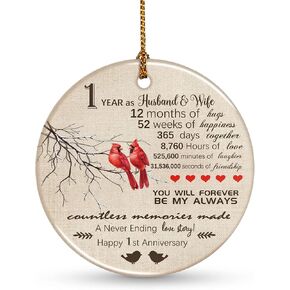 Valentines 50th Ornament Wedding for Women Men Decorations Christmas 50th for Wife Husband Parents Grandparents with Ribbon