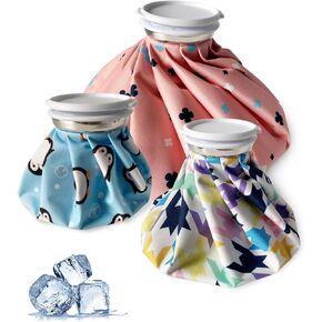 Ice Pack Bags for Injuries Reusable 3 Packs, Cold Pack Water Bag Hot Bag for Pain Relief, Leak-Proof Elastic Ice Bag, Size 6 9 11“