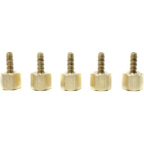 LTWFITTING Brass Fitting Coupler 1/4-Inch Hose Barb x 3/8-Inch Female NPT Fuel Water Boat(Pack of 5)