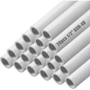 10 قطع طول من الأنابيب البلاستيكية البيضاء DIY PVC Projects Sch40 أنبوب PVC من فئة الأثاث للمنزل، الدفيئة، الحديقة، المزرعة، ورشة العمل (1/2 بوصة، 4 قدم)