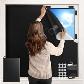 100% Blackout Curtains for Bedroom,Portable Blackout Shades Temporary Blackout Curtain No Drill Travel Blackout Blinds Sunblock Window Cover for Baby Nursery,Bedroom,Travel (79" x 57")
