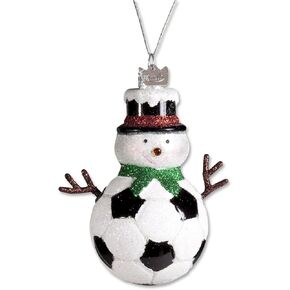 Kurt Adler Noble Gems Glass Soccer Snowman Ornament