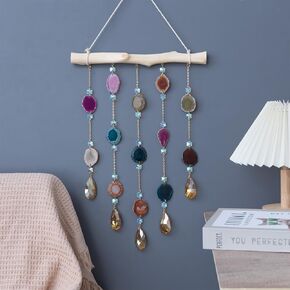 Natural Crystal Gemstone Round Ball Home Decor for Living Room Bedroom Kitchen Wall Hanging Ornament (A) (2 Layers Crystals) in Saudi Arabia