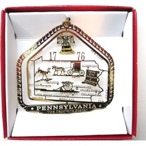 Pennsylvania State Brass Christmas Ornament Souvenir Gift