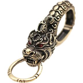 Garneck خمر سلسلة مفاتيح نحاسية النحاس التنين تصميم خطاف تعليق دوّار اليدوية مفتاح سلسلة كيرينغ حلقة تسلق كليب فتاحة الزجاجات in Kuwait