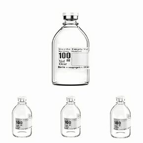 4pcs 100ml Sterile Empty Vial with Plastic Aluminum Flip Off Caps，Penicillin Bottle 20mm Crimp Top Sterile Transparent Borosilicate Lab Sample Vial (Transparent)
