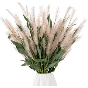 Artificial Foxtail Grass, Faux Rabbit Tail Grass Bouquets,Fake Pampass Botanical Greenery Airy Heather Bush Florals for Home Décor 4 of Pack