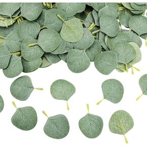 400 Pieces Eucalyptus Leaves Artificial Eucalyptus Petals Fake Green Leaves Faux Eucalyptus Leaves Stems for Valentine's Day DIY Wreath Wedding Boutonnieres Bridal Shower Decorations (Green)