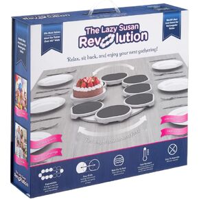 ORIGINAL DARK GRAY - The Lazy Susan Revolution - The First Patented Lazy Susan Turntable Expandable for Rectangular & Oblong Tables - Kitchen & Dining Tables - Great Gift! Parties & Gatherings
