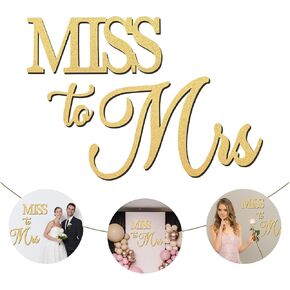 Miss to Mrs Wood Sign - Glittering Gold- Laser Cut Wedding Decor | Elegant Bridal Shower & Engagement Party Decoration | Bride-to-Be Celebrations