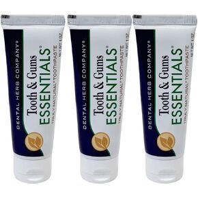 Dental Herb Company - Travel Toothpaste 1oz, (3 Pack) Truly Natural Fluoride-Free and SLS-Free - Superior Defense Against Bleeding and Irritated Gums, Dry Mouth and Mouth sores.