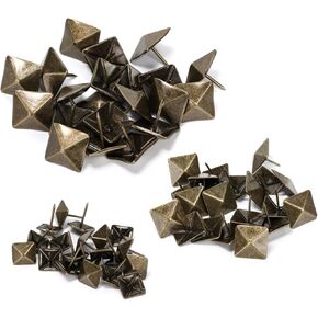 60Pcs Vintage Furniture Decorative Nails Antique Bronze Square Head Fixing Push Pins (3 Size) for DIY Cork Board,Sofa,Wooden Boxe