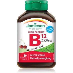 Jamieson Vitamin B12 2,500 mcg(METHYLCOBALAMIN), 60 Sublingual Tablets in Kuwait