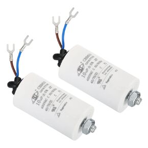 PATIKIL CBB60 10uF Running Capacitor,2Pcs AC 450V 2 Wires 50/60Hz Cylinder Bottom with Screw 65x35mm for Washing Machine,Water Pump Motor Star