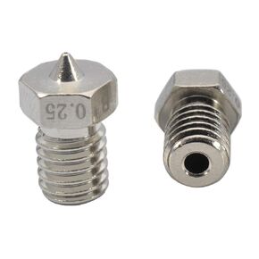 2pcs Upgrade 3D Printer Plated Wear Resistant M6 Thread Brass Nozzles 0.25mm for 1.75mm V6 Hotend Titan Aero Extruder Prusa I3 MK3 MK3S Anycubic I3 Mega 3D Printer (2x0.25mm)