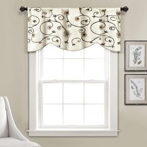 Lush Decor Royal Garden Valance Floral Window Kitchen Curtain (Single), 42"W x 18"L, Neutral