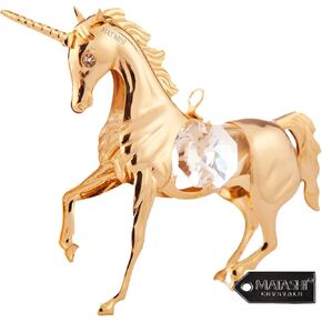 Matashi Idea Magical Unicorn Hanging Decoration - 24K Gold Plated Metal Structure and Crystal Studded Home Office Decoration, Gift for Mom, Daughter, Friends, Grandma, Family