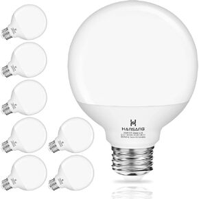 8 Pack G25 LED Bathroom Light Bulbs 2700K Warm White, Hansang LED Globe Light Bulb 60W Incandescent Equivalent, 5W Decorative Round Light Bulb for Vanity Mirror, E26 Standard Base, 500LM, Non-Dimmable