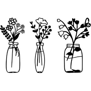 Resama 3 Piece Metal Flowers and Vases Wall Decoration Minimalist Wall Art Rustic Wall Art Decor Farmhouse Wall Decor Balcony Wall Decor Art for Living Room Kitchen Bathroom