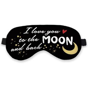 I Love You to The Moon and Back Eye Mask for Girlfriend Boyfriend, Long Distance Relationship Gift Silk Blackout Eye Mask for Sleeping, Valentine's Adjustable Straps Lightweight Sleep Mask in Kuwait