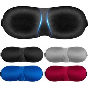 4 Pack Sleep Mask for Side Sleeper, 100% Blackout 3D Eye Mask for Sleeping, Eye Covers with Adjustable Straps for Women Men