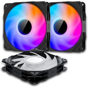 مراوح حالة upHere RGB، مراوح تبريد الكمبيوتر الهادئة مقاس 120 مم، تصميم مرآة لا نهاية له، وحدة تحكم ARGB SYNC/RC بقدرة 5 فولت، سرعة تبريد ملونة قابلة للتعديل مع محور التحكم في المروحة، 3 عبوات، إصدار أسود in Kuwait