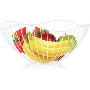 Metal Wire Fruit Basket, Black Fruit Bowl for Kitchen Counter, Fruit Holder Stand Storage Baskets for Countertop, Home Decor, Table Centerpieces, Vegetable Bowls for Fruits, Veggies, Snacks (Black)