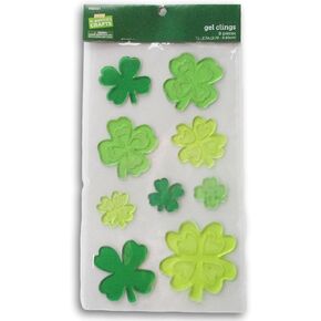 St. Patrick's Day Shamrock Four Leaf Clover Gel Window Clings - 9 Piece