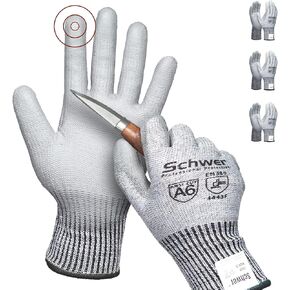 Schwer 3 Pairs AIR-SOFT Cut Resistant Gloves AR7120 ANSI A6 Cut Proof Work Gloves, Touchscreen, for Men and Women Used for Woodworking, Glass Cutting, Construction, Cargo Handling, Car Repair（L）