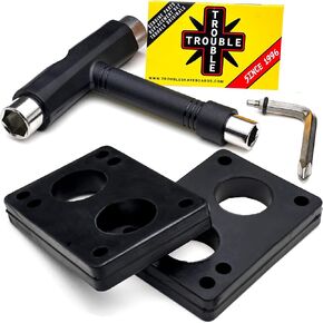 TROUBLE SKATEBOARDS Tool Riser Pads 12mm + Skateboard Hardware Tool with Key (H26)