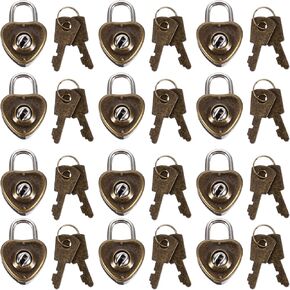 DOITOOL 12pcs Mini Antique Padlock Small Metal Heart Shaped Padlock Heart Shaped Lock Mini Lock with Key for Jewelry Box Storage Box Diary Book