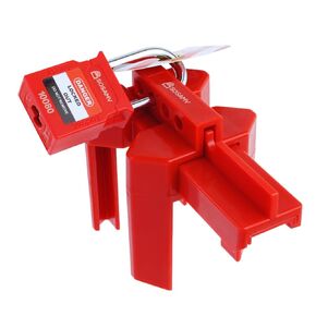 Ball Valve Lockout with Padlock for 1/2"-2-1/2" Outside Diameter Pipe - Durable Red ABS, Highly Resistant to Cracks & Abrasion, Design Prevents Accidental Activation (Ball valve1/2"-2-1/2")