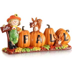 Fumete Hello Fall Decorations Resin Table Decorations Thanksgiving Decor Fall Figurines Home Decor for Household and Office Table Decoration