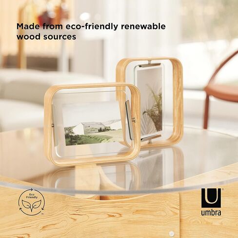 Umbra Bellwood Desk Frame, Rotating Floating Picture Frame, Horizontal or Vertical, 4x6in, Natural in Saudi Arabia