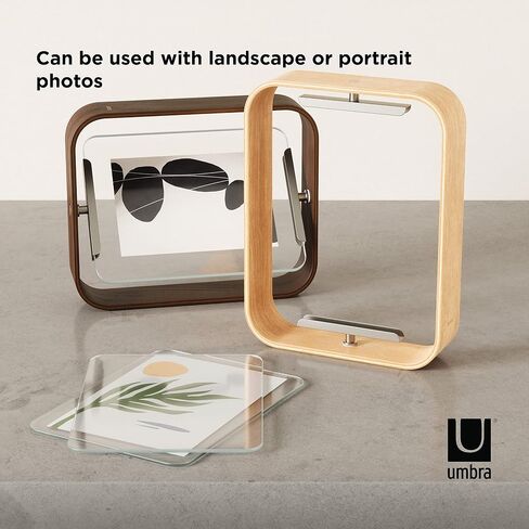 Umbra Bellwood Desk Frame, Rotating Floating Picture Frame, Horizontal or Vertical, 4x6in, Natural in Saudi Arabia
