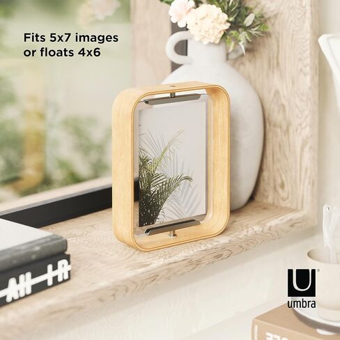 Umbra Bellwood Desk Frame, Rotating Floating Picture Frame, Horizontal or Vertical, 4x6in, Natural in Saudi Arabia