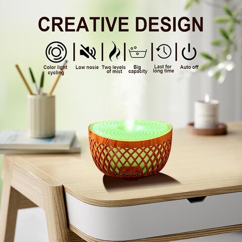 Flame Air Diffuser,Humidifier,Portable-Noiseless Aroma Diffuser for Home,Office or Yoga Essential Oil Diffuser with No-Water Auto-Off Protection(Black) in Saudi Arabia