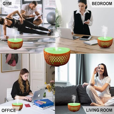 Flame Air Diffuser,Humidifier,Portable-Noiseless Aroma Diffuser for Home,Office or Yoga Essential Oil Diffuser with No-Water Auto-Off Protection(Black) in Saudi Arabia