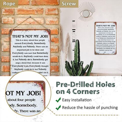 That's Not My Job Story Sign, Vintage 12x8 Inch Metal Tin Sign - Quirky Wall Art for Home, Office, or Business - Engaging and Funny Statement Piece in Kuwait