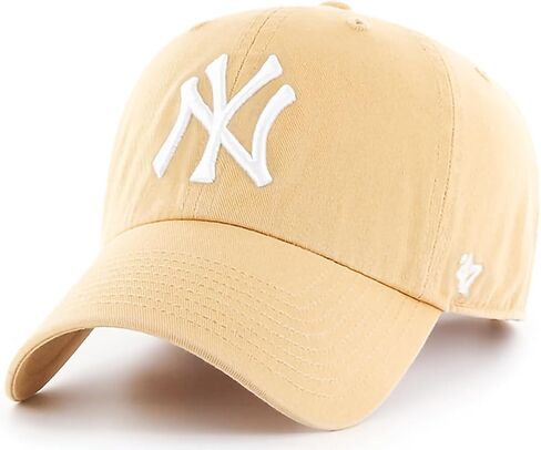 '47 New York Yankees Light Tan Logo Primary Logo Clean Up Adjustable Strap Hat Cap, Adult One Size Fits All, Biege in Saudi Arabia