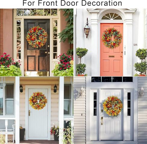 إكليل الأوكالبتوس الاصطناعي مقاس 35.56 سم للباب الأمامي، إكليل معلق من الأوكالبتوس الصناعي للشرفة والمزرعة والفناء والحديقة وعيد الشكر والاحتفال بنافذة ديكور المنزل in Kuwait